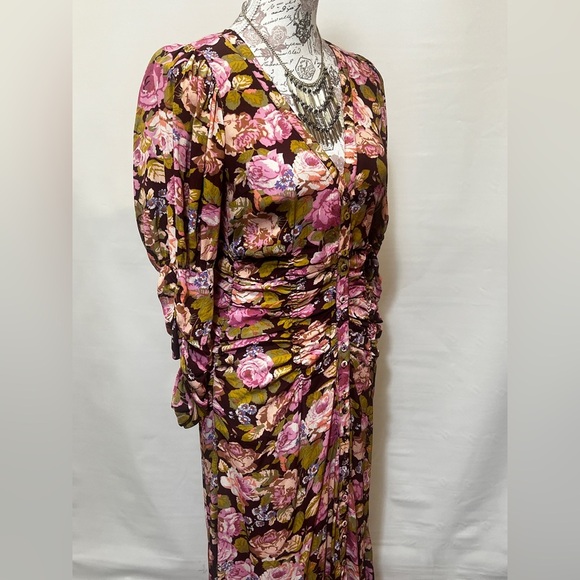 BY TIMO Maroon and pink floral ruched maxi dress size XS.‎ - Picture 10 of 16